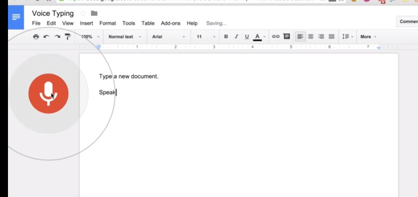 Google Docs Voice Typing